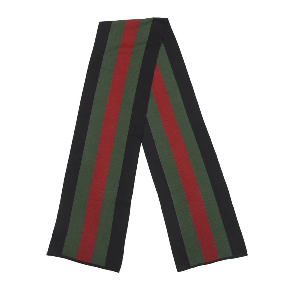 Gucci Silk Wool Web Knit Black and Red/Green Scarf - Picture 4 of 8